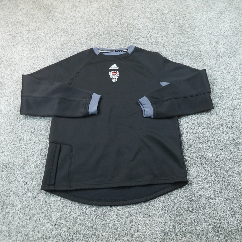 NC State Wolfpack Sweatshirt Mens S Black Adidas Crewneck Pullover Athletic Gym
